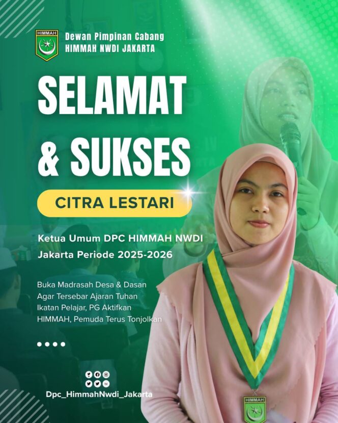 
 Yunda Citra Lestari Nahkodai Himmah NWDI Jakarta Masa Khidmat 2025–2026